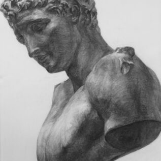 石膏デッサン　木炭　現役生